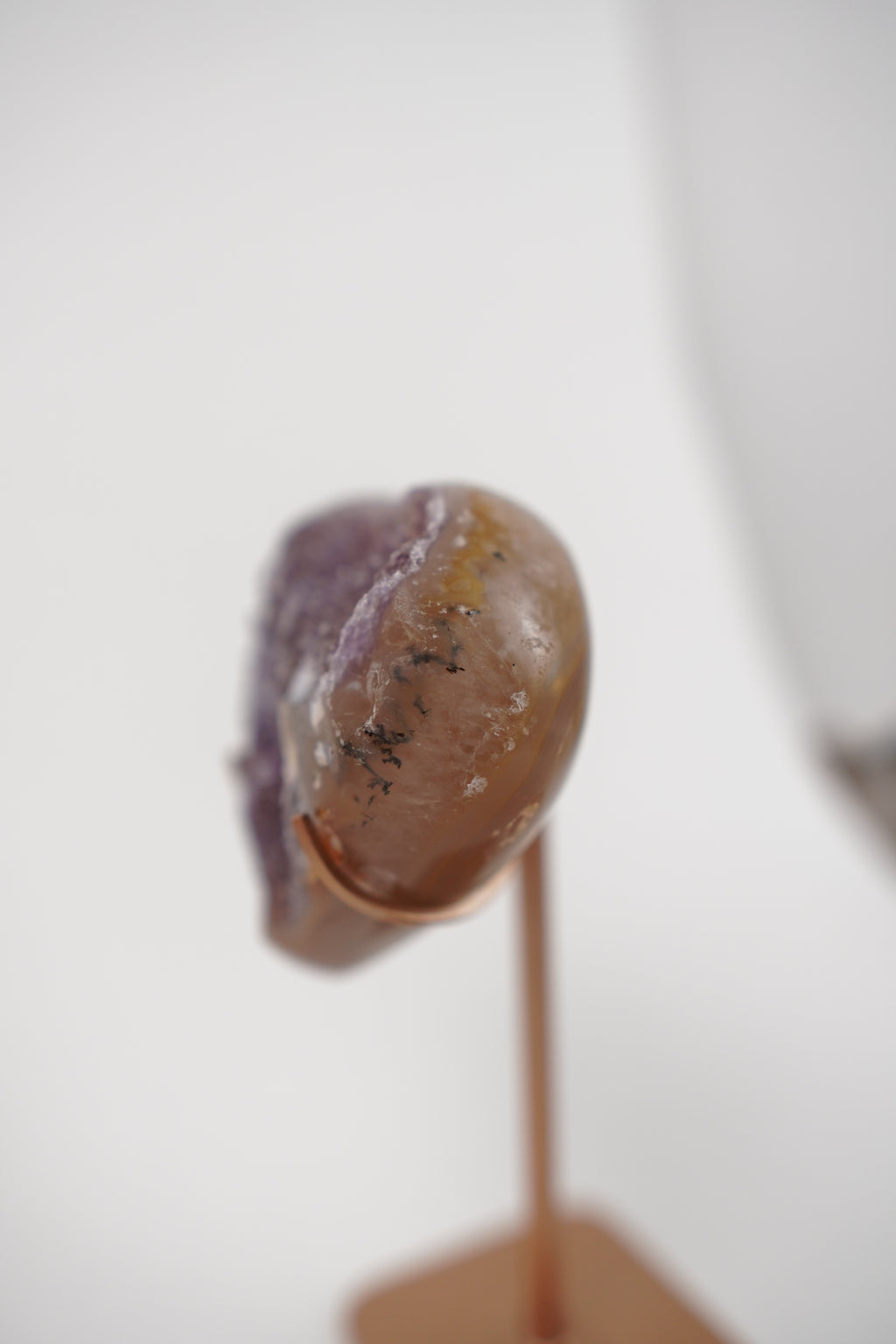 Druzy Agate Heart With Dendrites on Stand