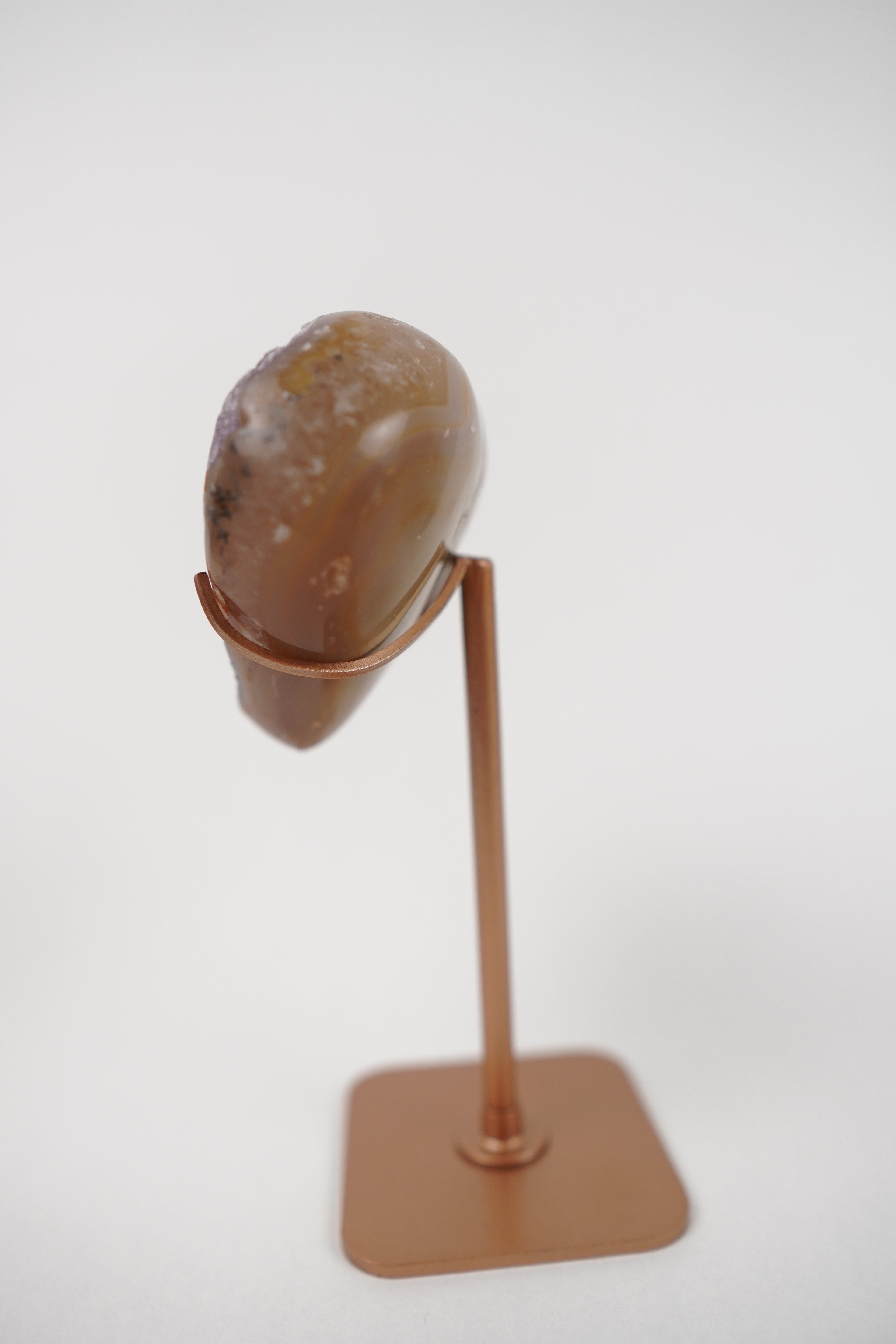 Druzy Agate Heart With Dendrites on Stand