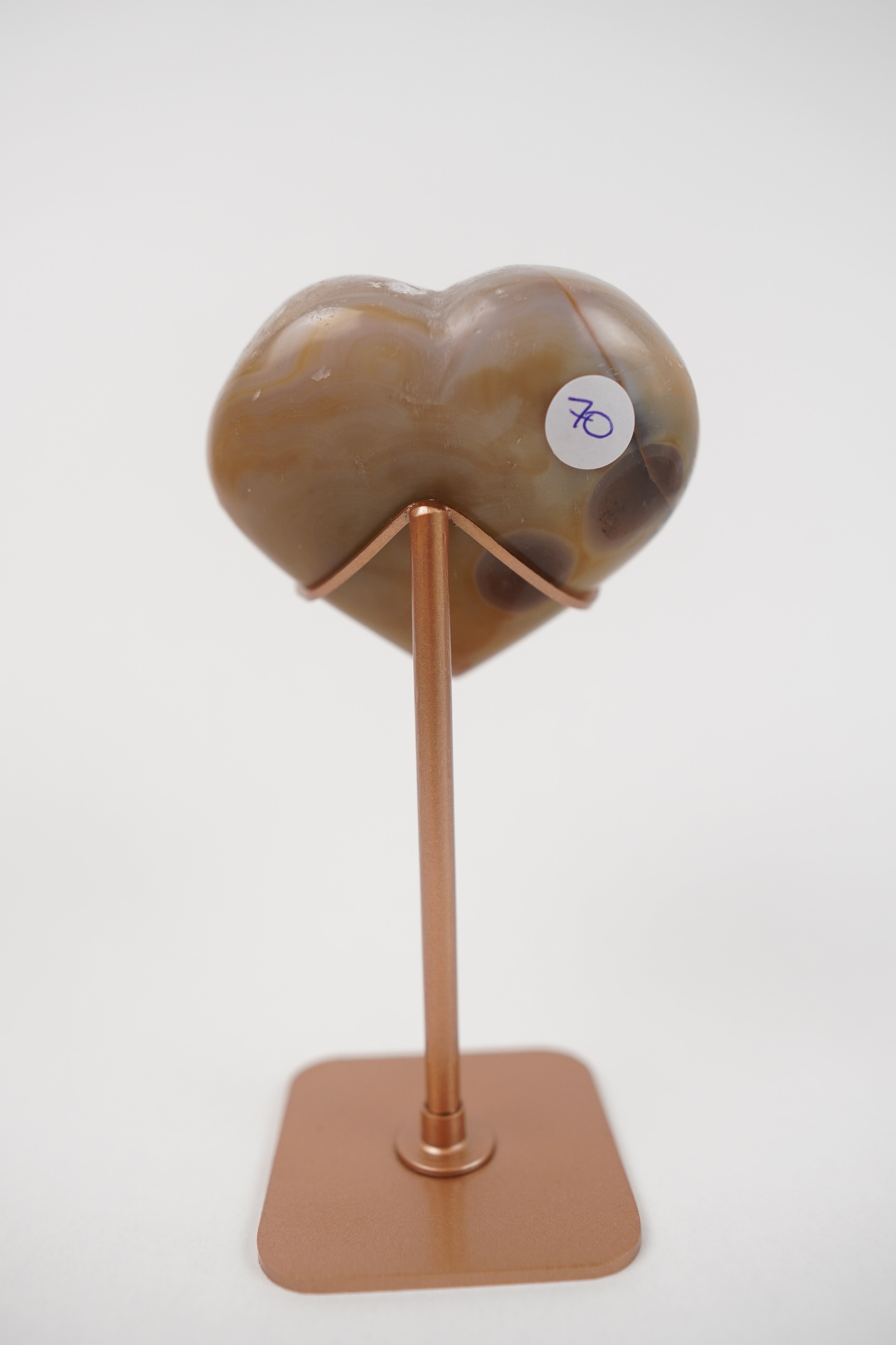 Druzy Agate Heart With Dendrites on Stand