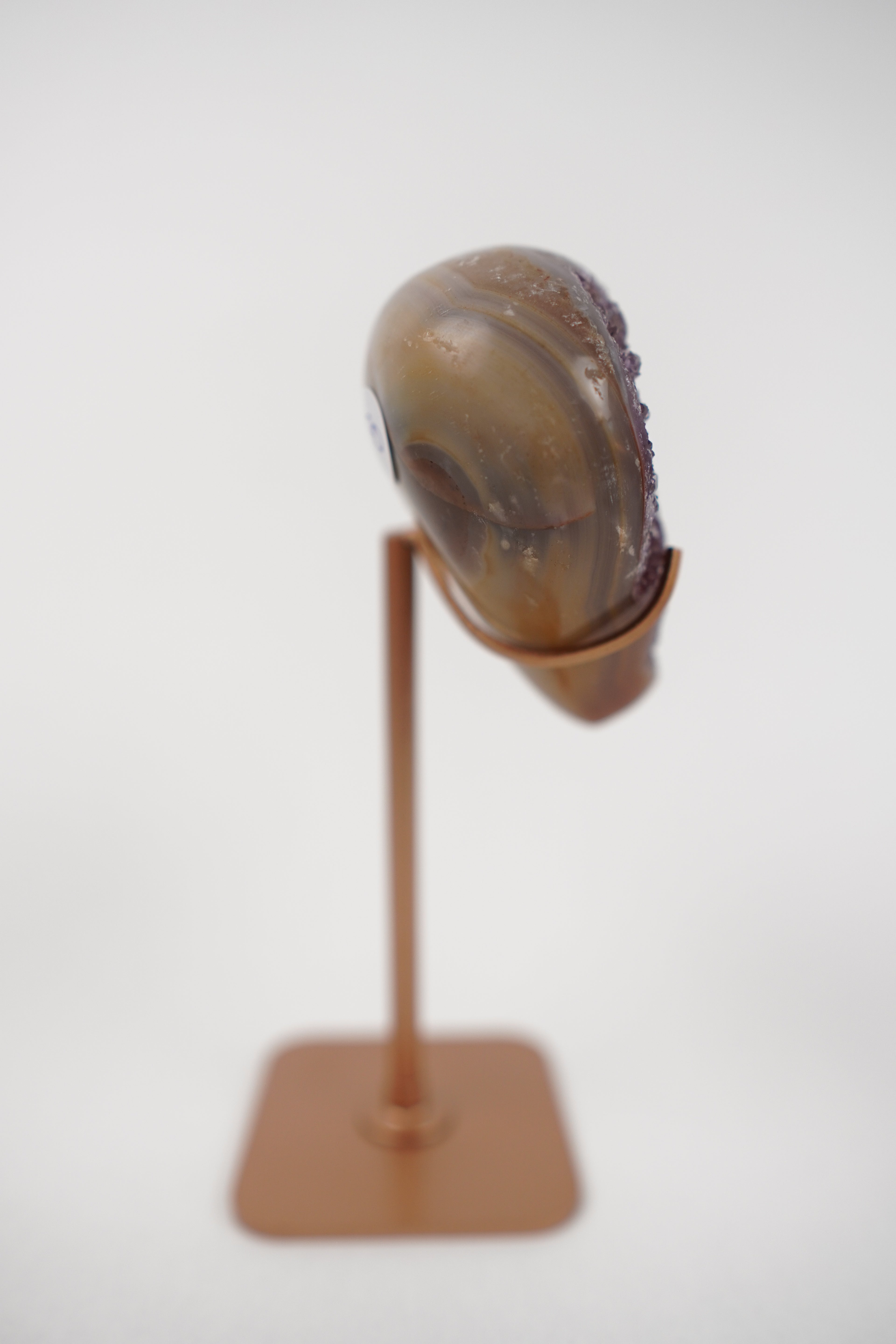 Druzy Agate Heart With Dendrites on Stand