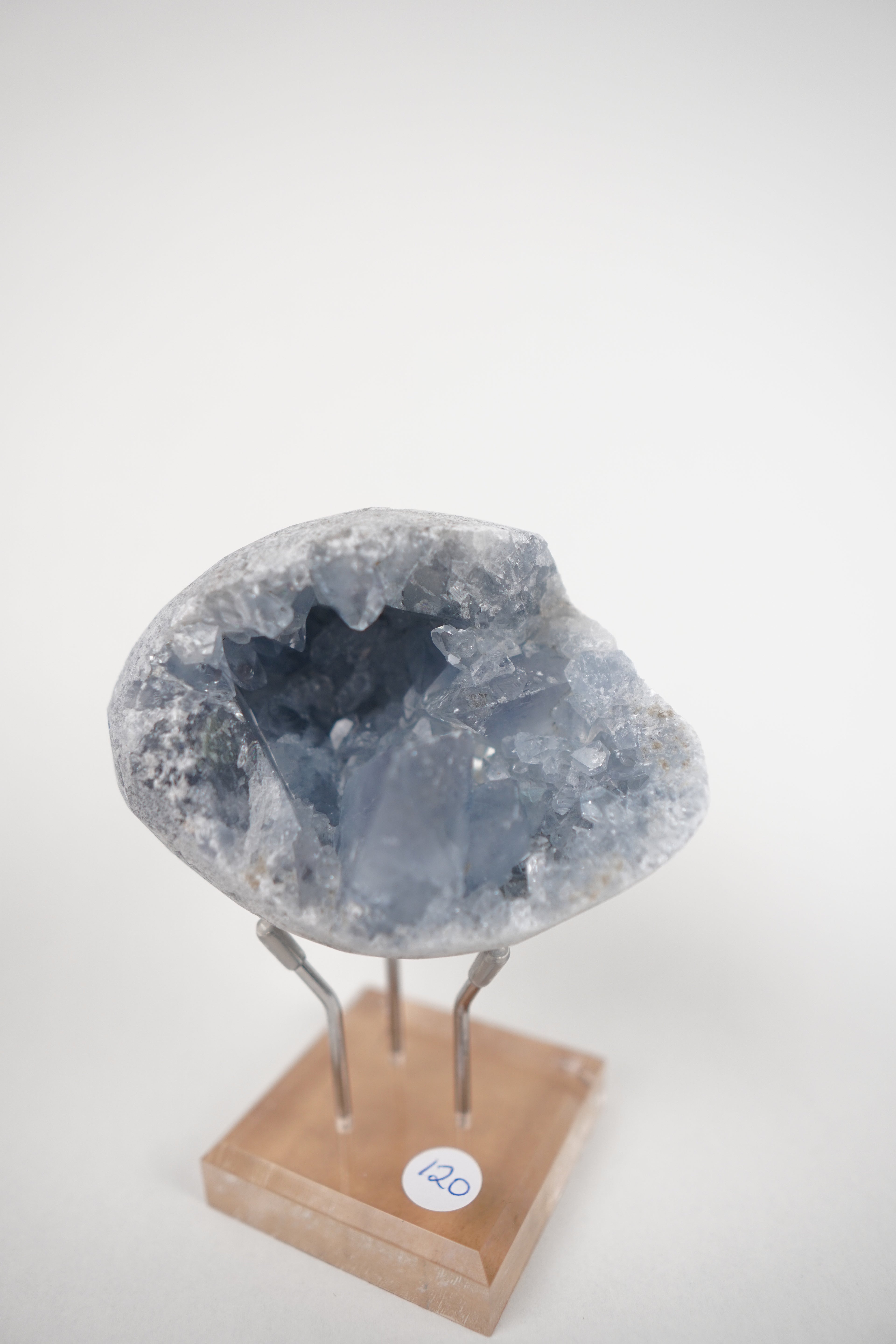 Blue Celestite Geode on Stand