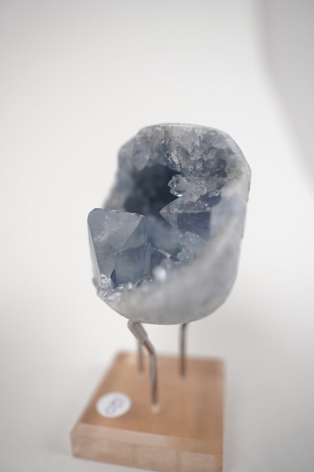 Blue Celestite Geode on Stand