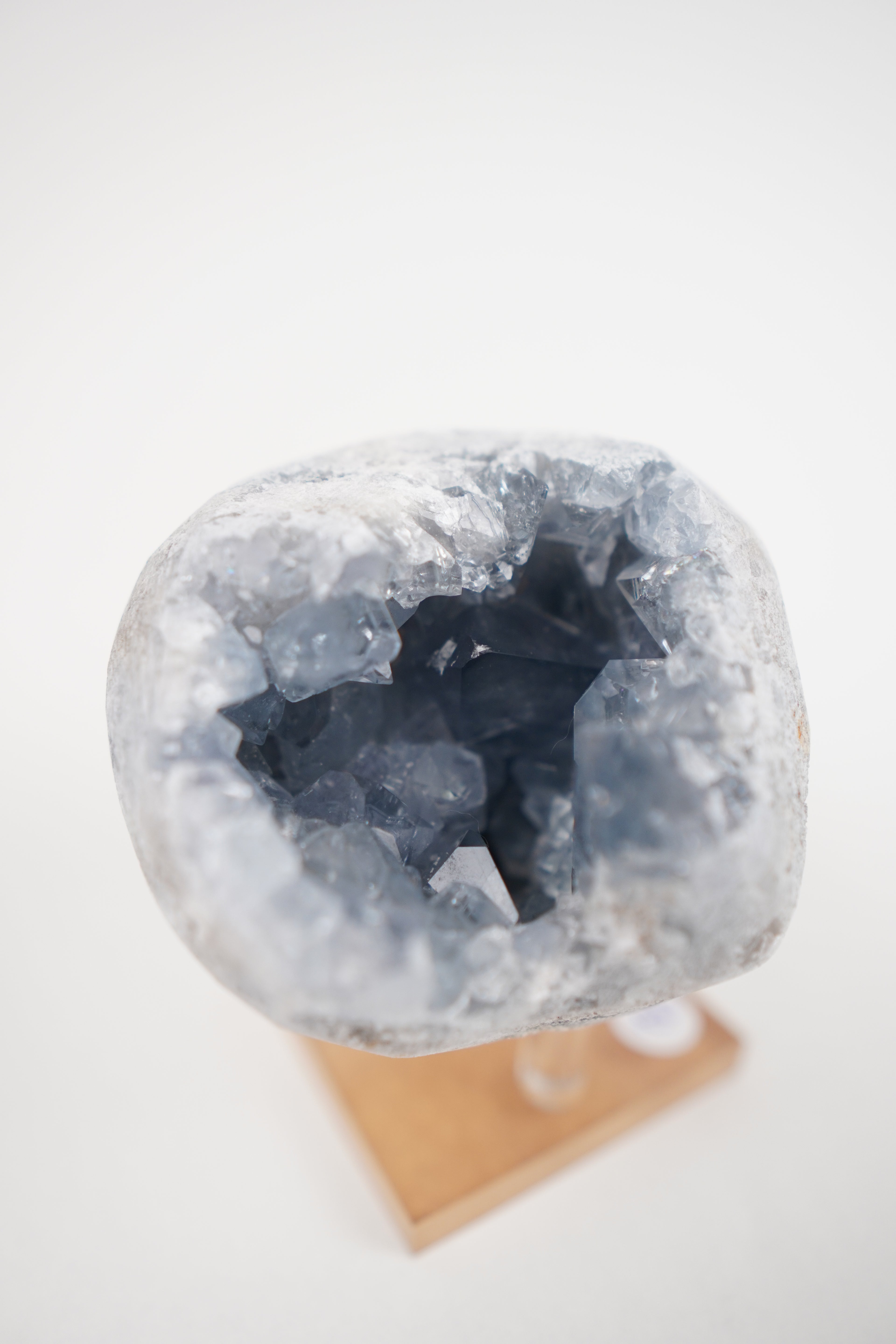 Blue Celestite Geode on Stand