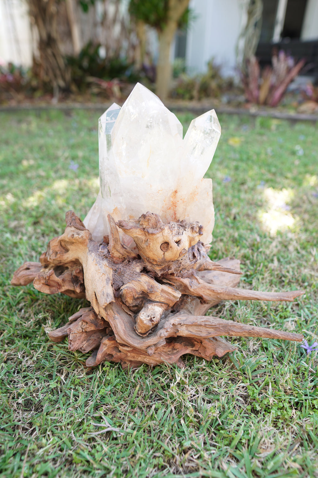 Madagascan Clear Quartz Cluster on Custom Stand
