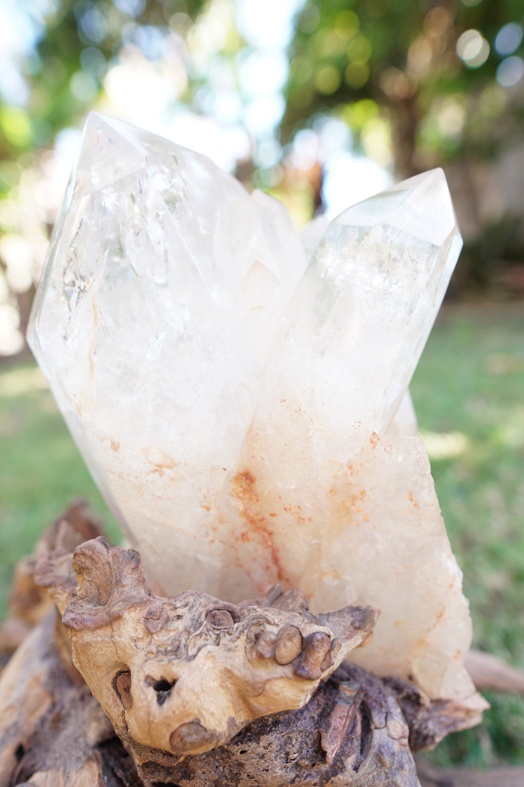 Madagascan Clear Quartz Cluster on Custom Stand