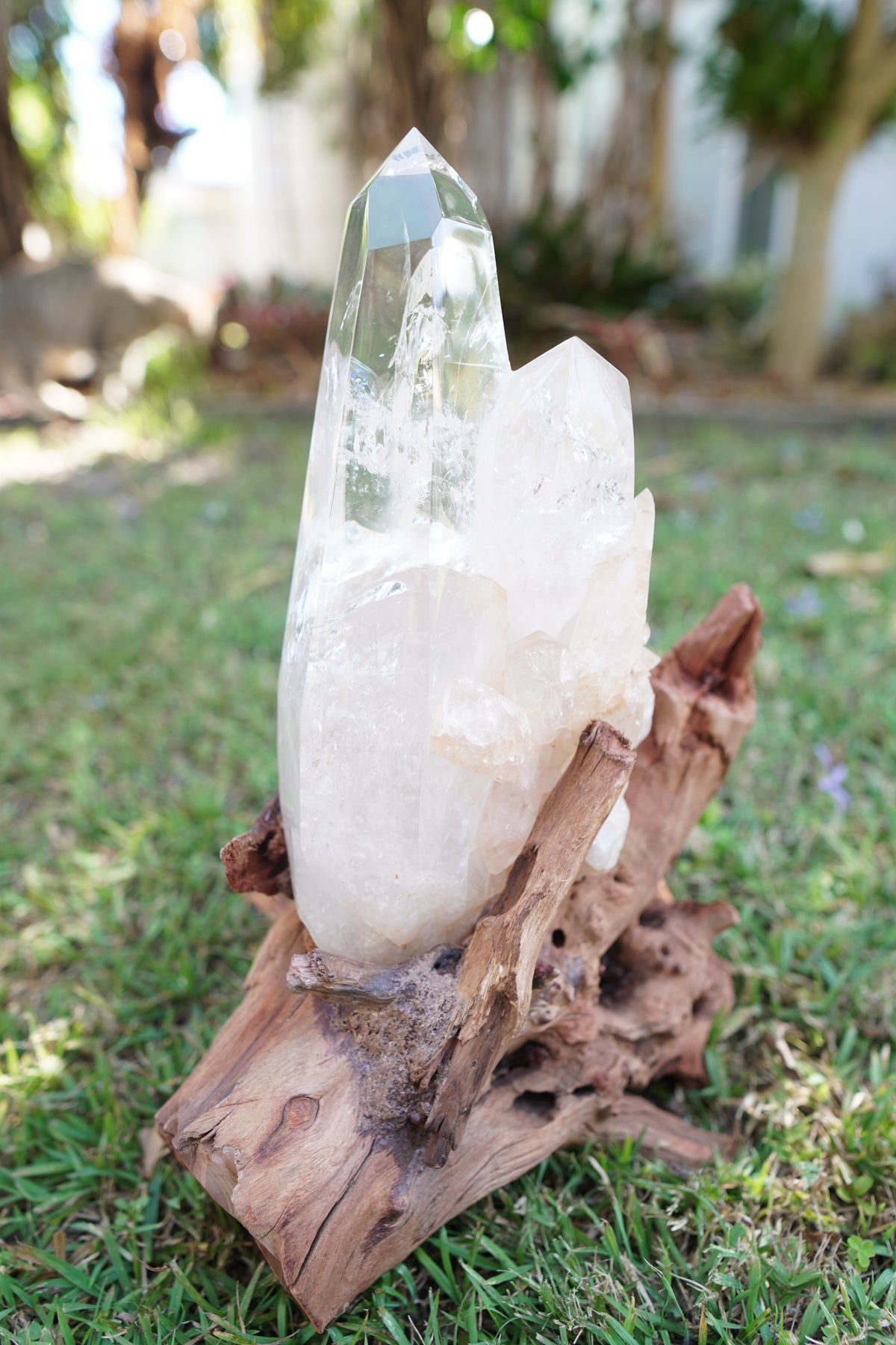Madagascan Clear Quartz Cluster with Custom Stand