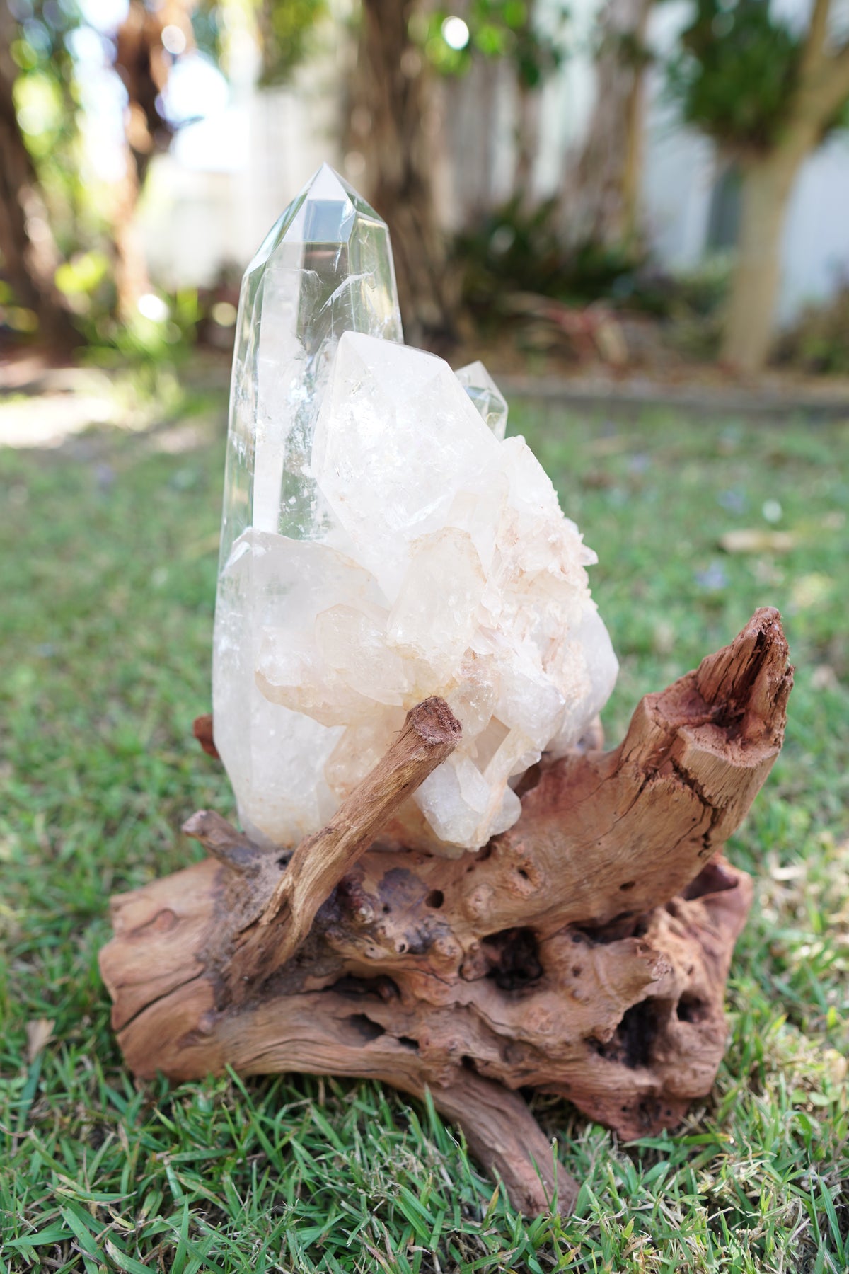 Madagascan Clear Quartz Cluster with Custom Stand
