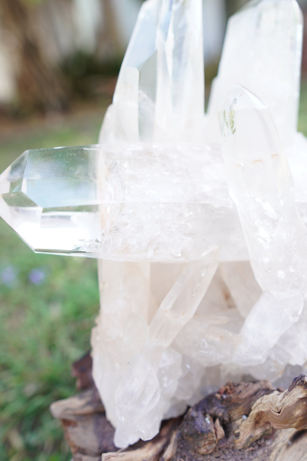 Madagascan Clear Quartz Cluster on Custom Stand