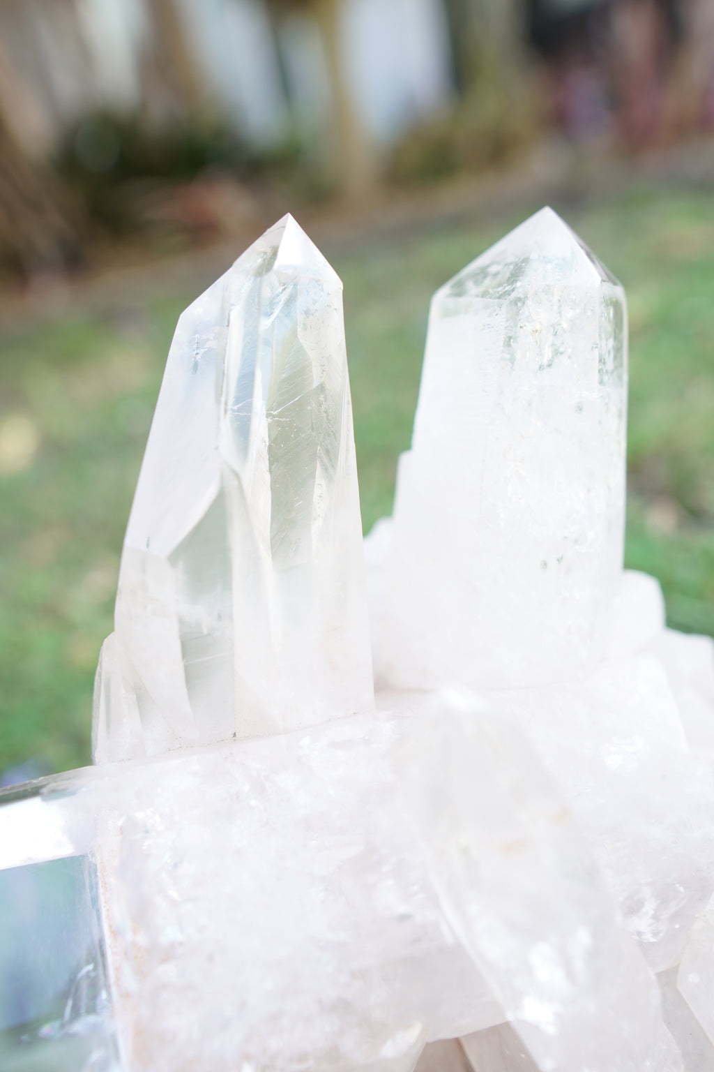 Madagascan Clear Quartz Cluster on Custom Stand