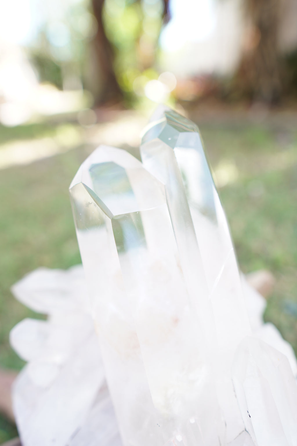 Madagascan Clear Quartz Cluster on Custom Stand