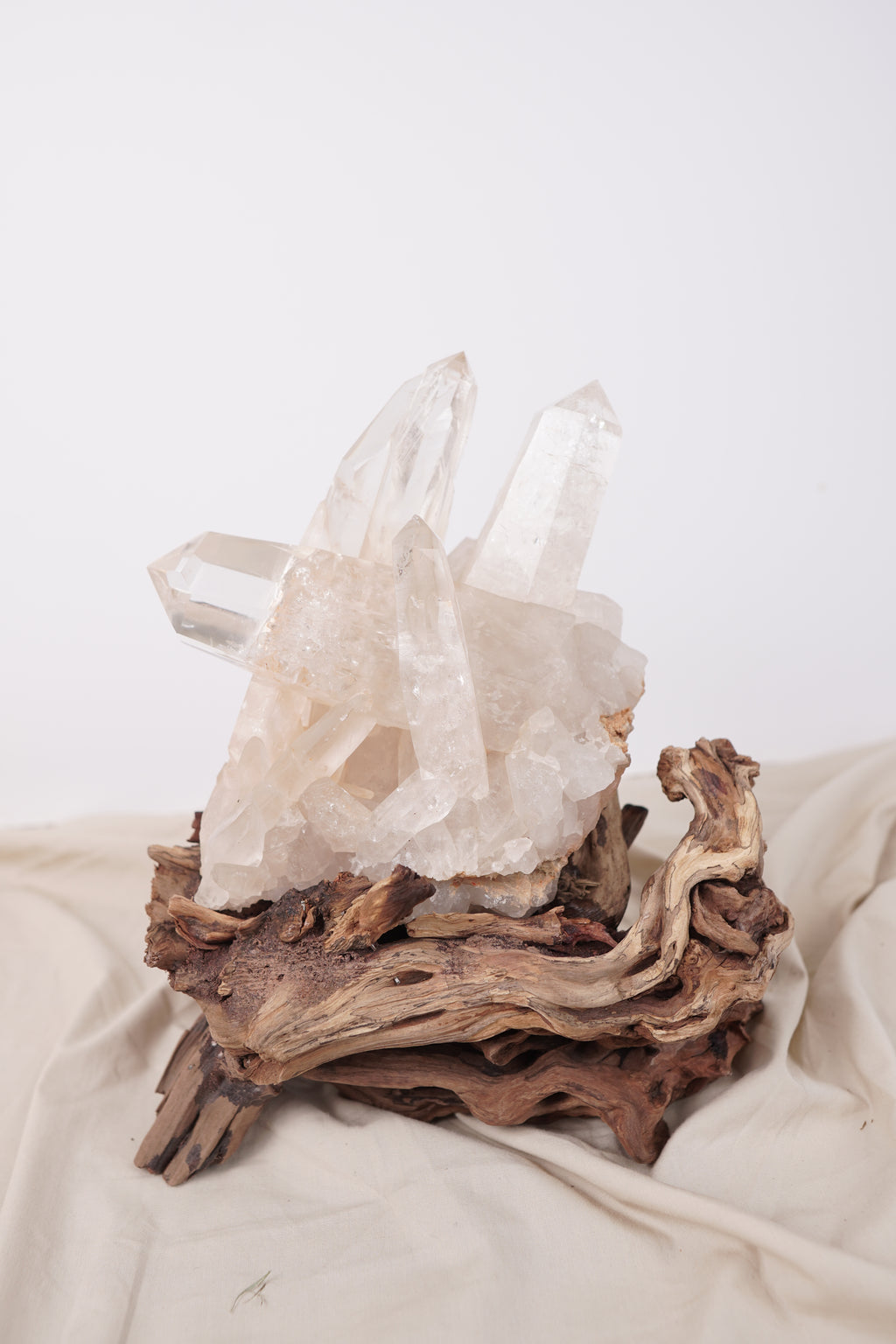 Madagascan Clear Quartz Cluster on Custom Stand