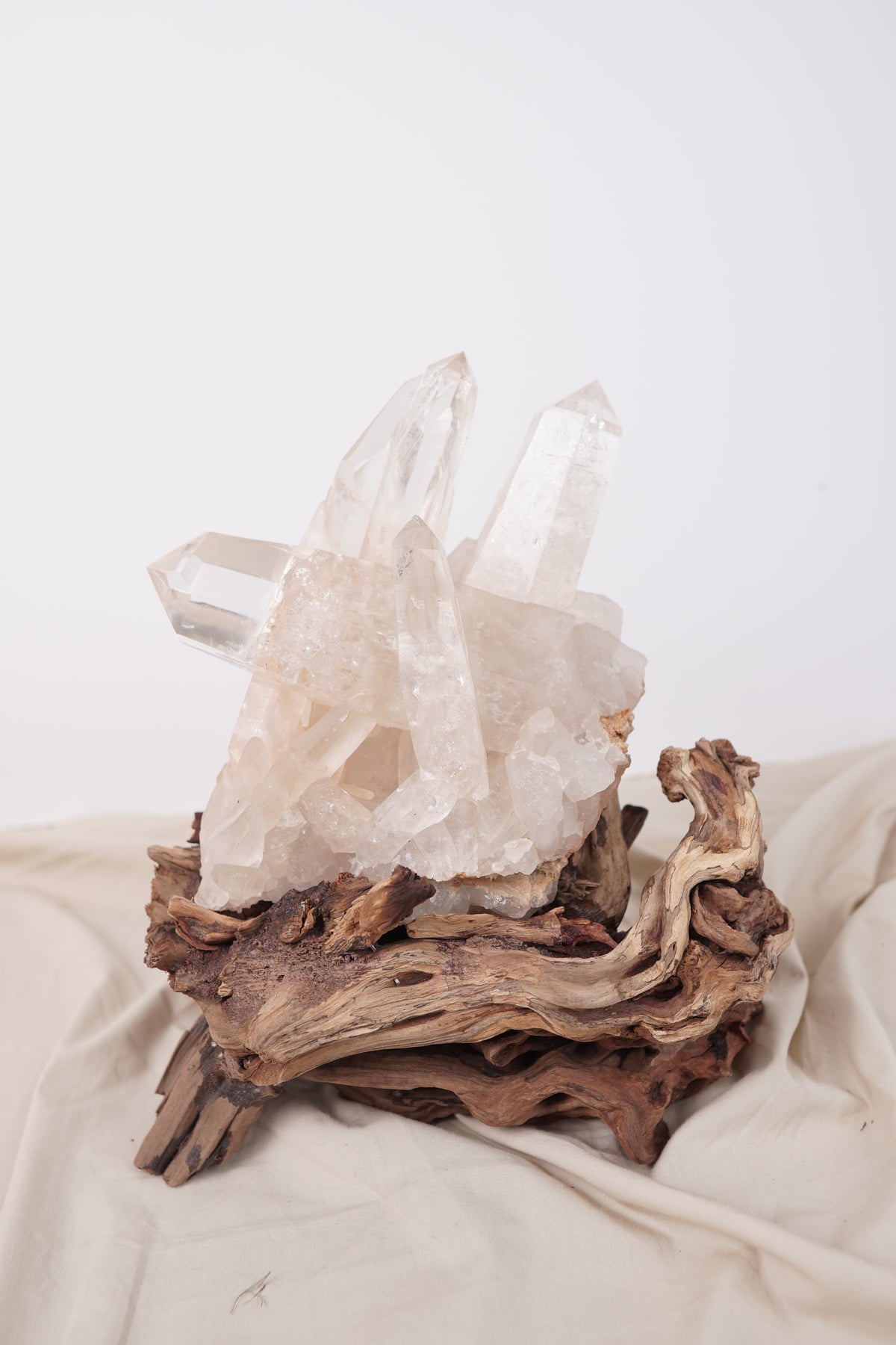Madagascan Clear Quartz Cluster on Custom Stand