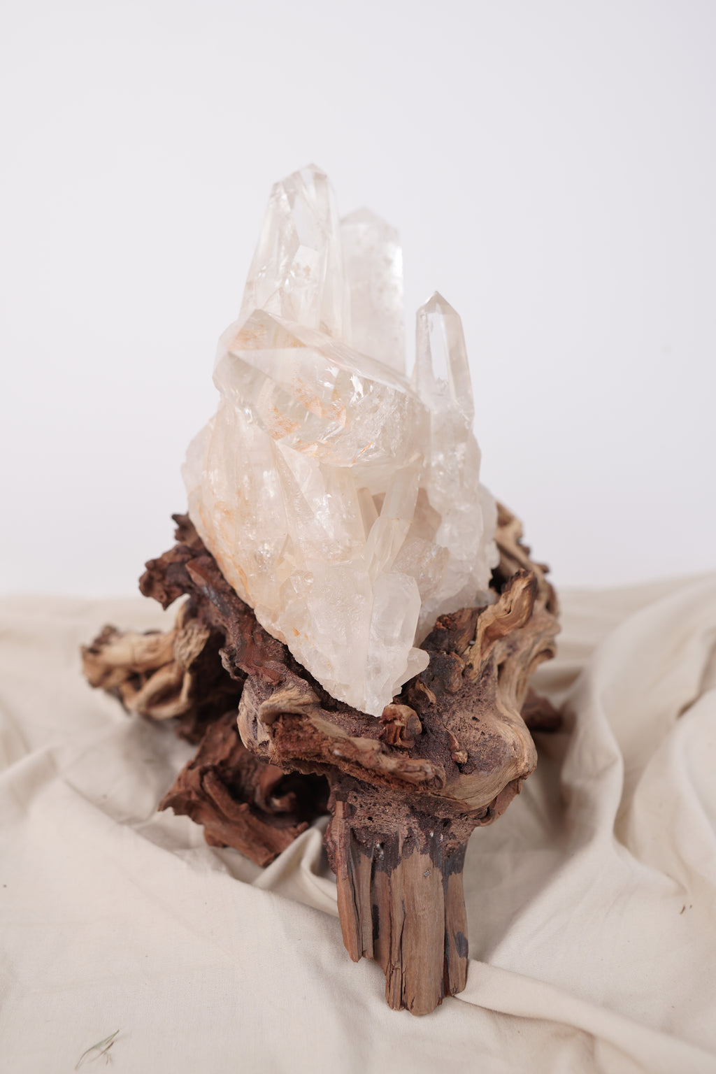 Madagascan Clear Quartz Cluster on Custom Stand