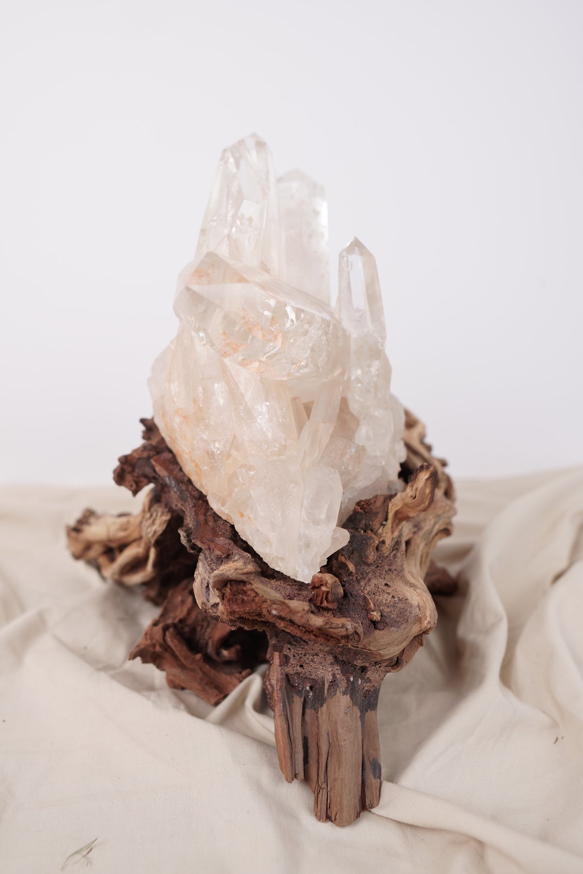 Madagascan Clear Quartz Cluster on Custom Stand
