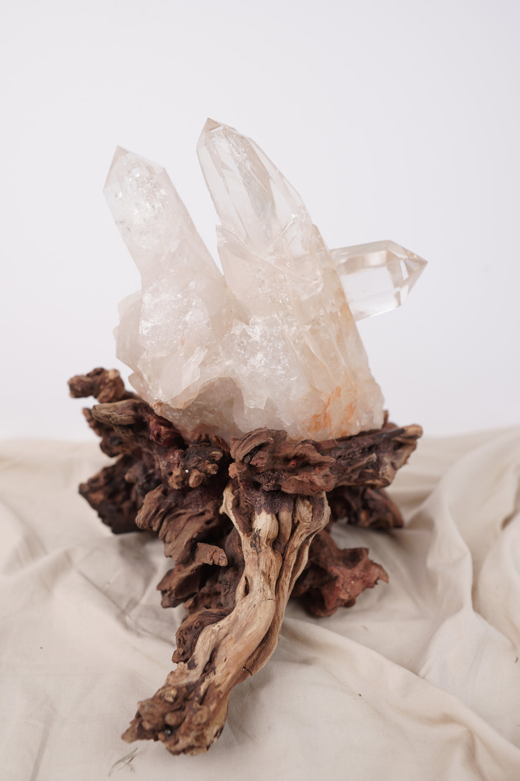 Madagascan Clear Quartz Cluster on Custom Stand