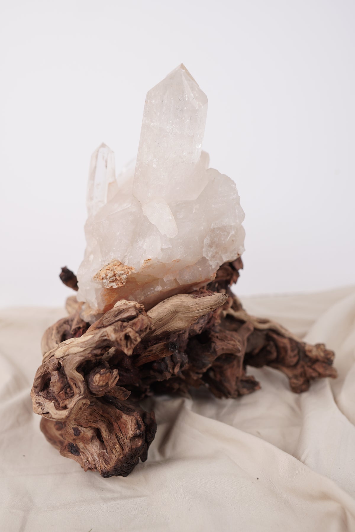 Madagascan Clear Quartz Cluster on Custom Stand