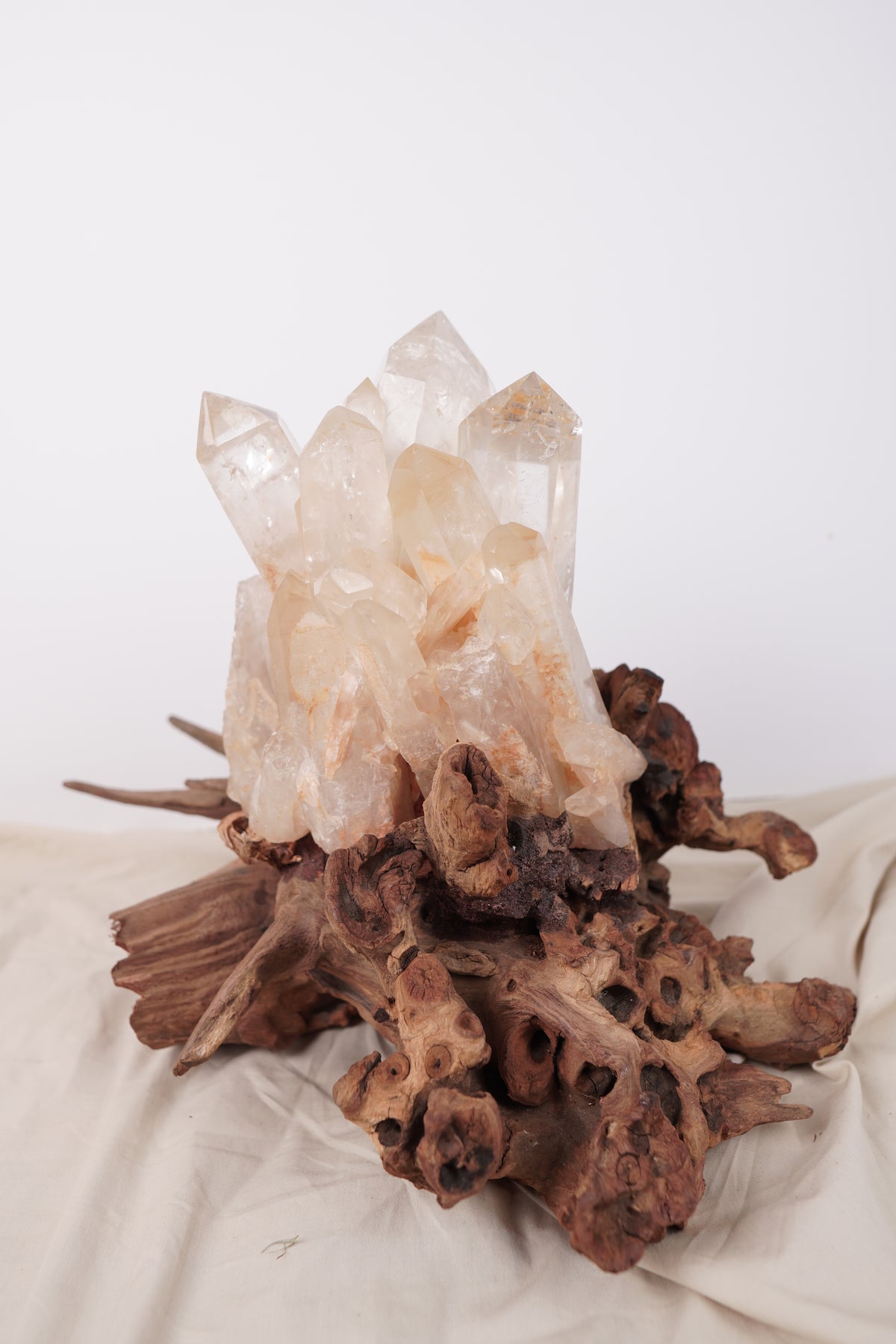 Madagascan Clear Quartz Cluster on Custom Stand