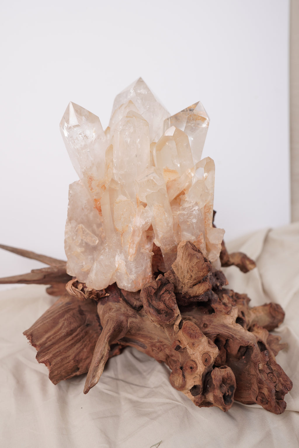 Madagascan Clear Quartz Cluster on Custom Stand