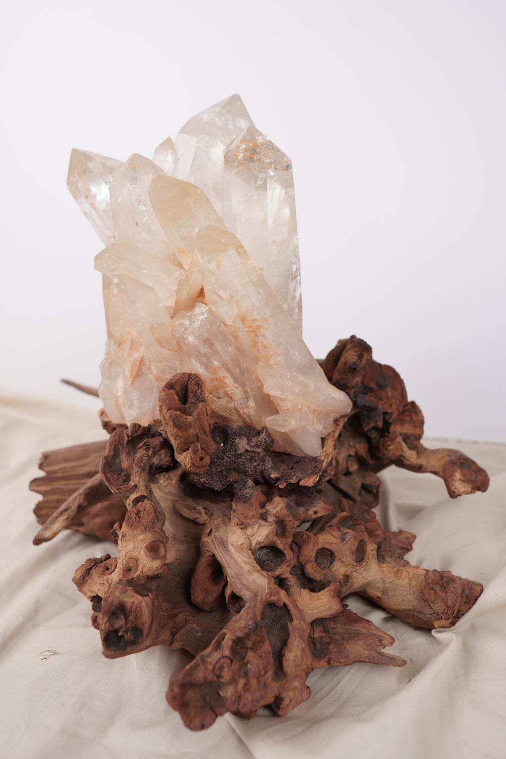 Madagascan Clear Quartz Cluster on Custom Stand