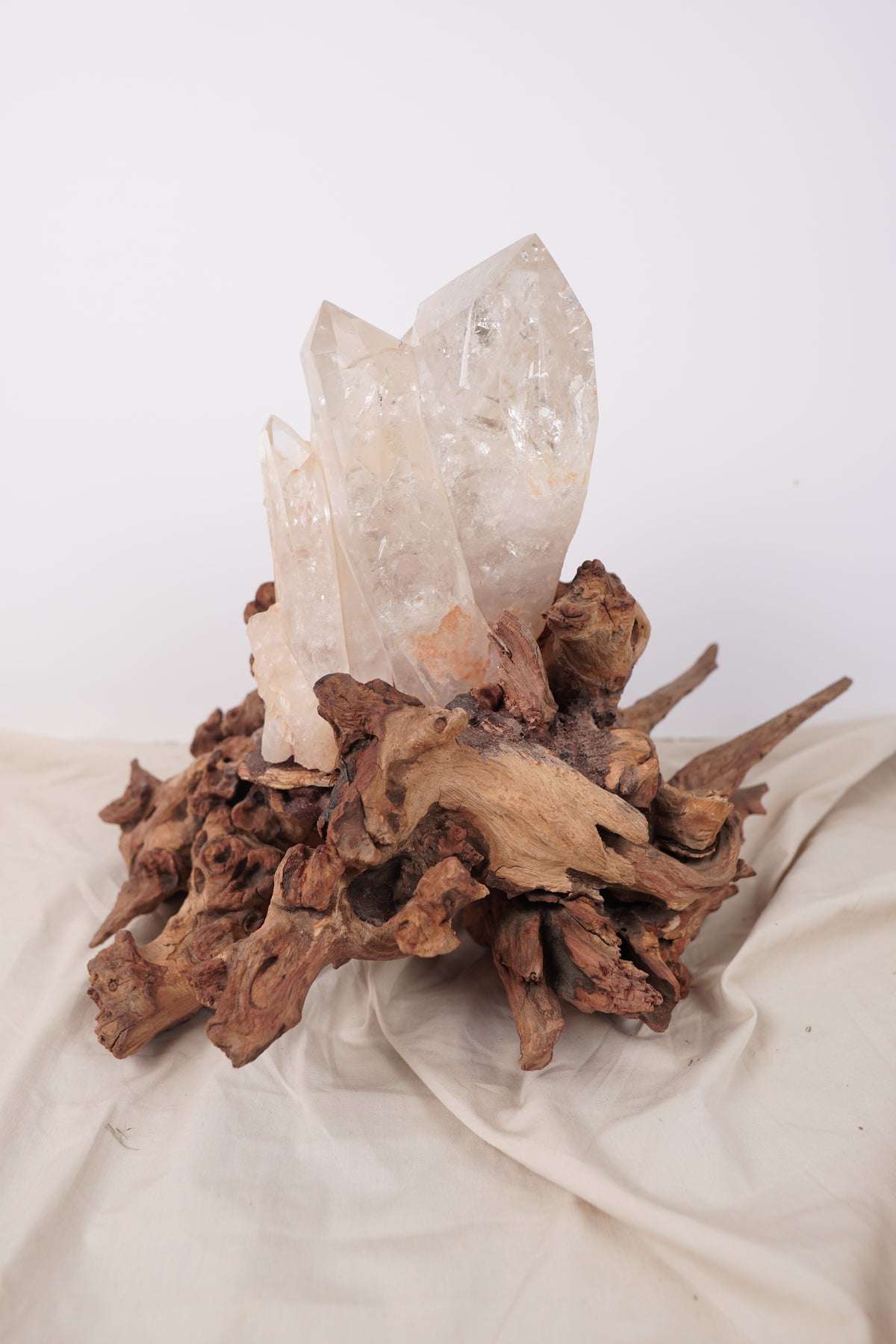 Madagascan Clear Quartz Cluster on Custom Stand