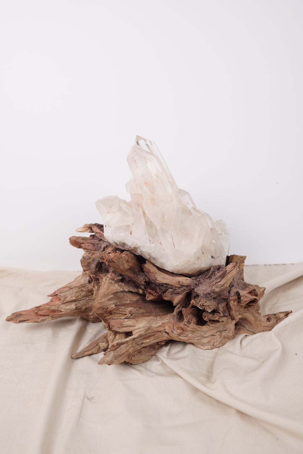 Madagascan Clear Quartz Cluster on Custom Stand