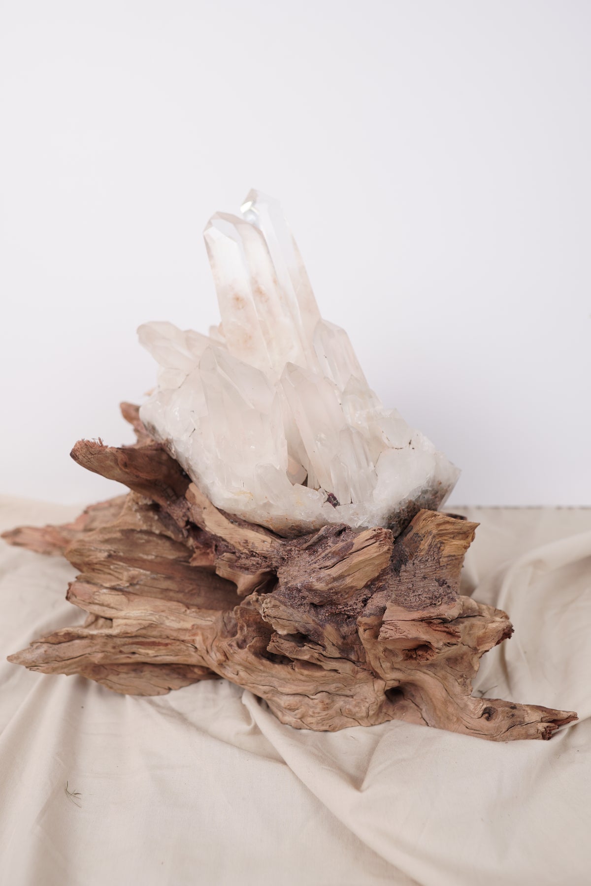 Madagascan Clear Quartz Cluster on Custom Stand
