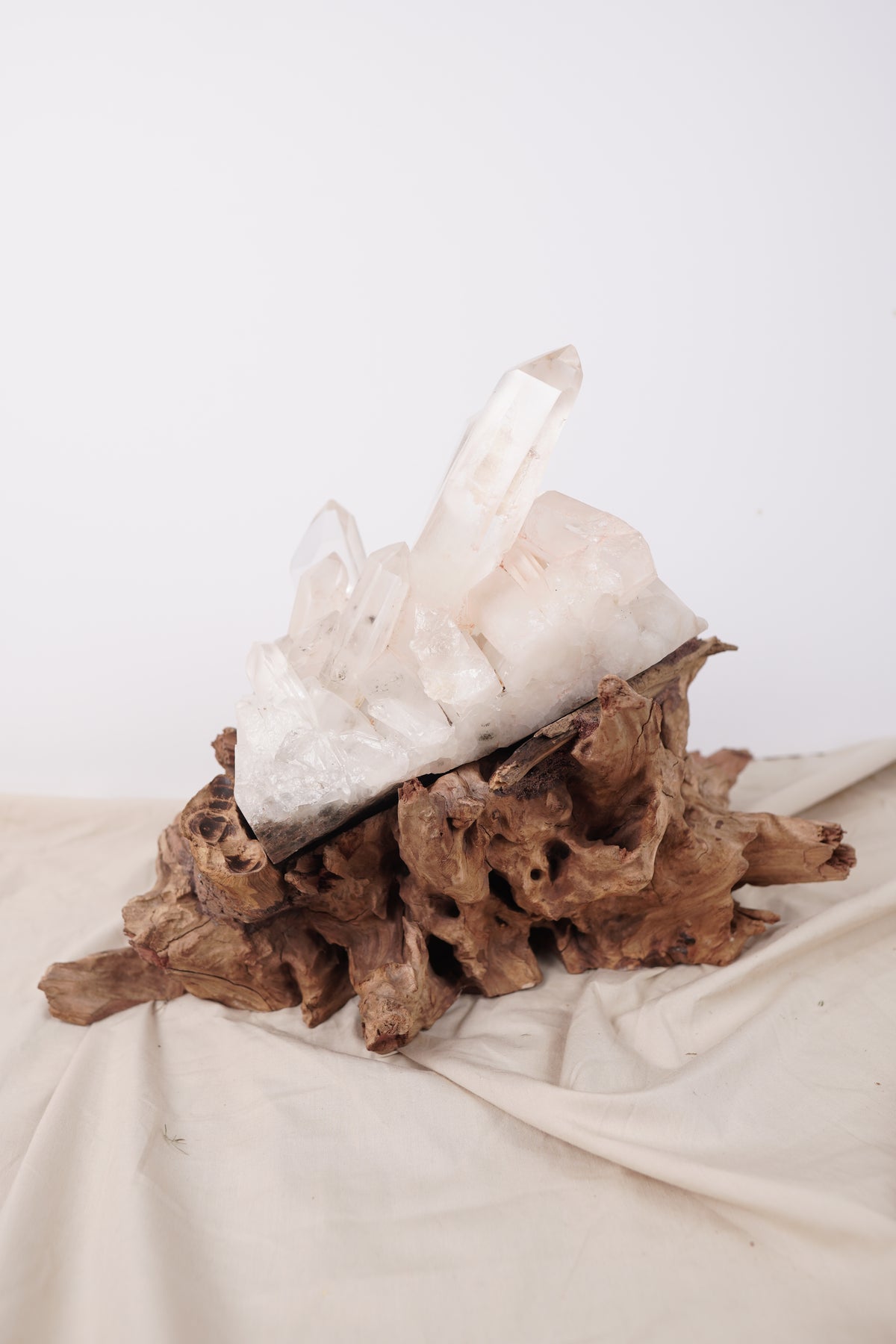 Madagascan Clear Quartz Cluster on Custom Stand