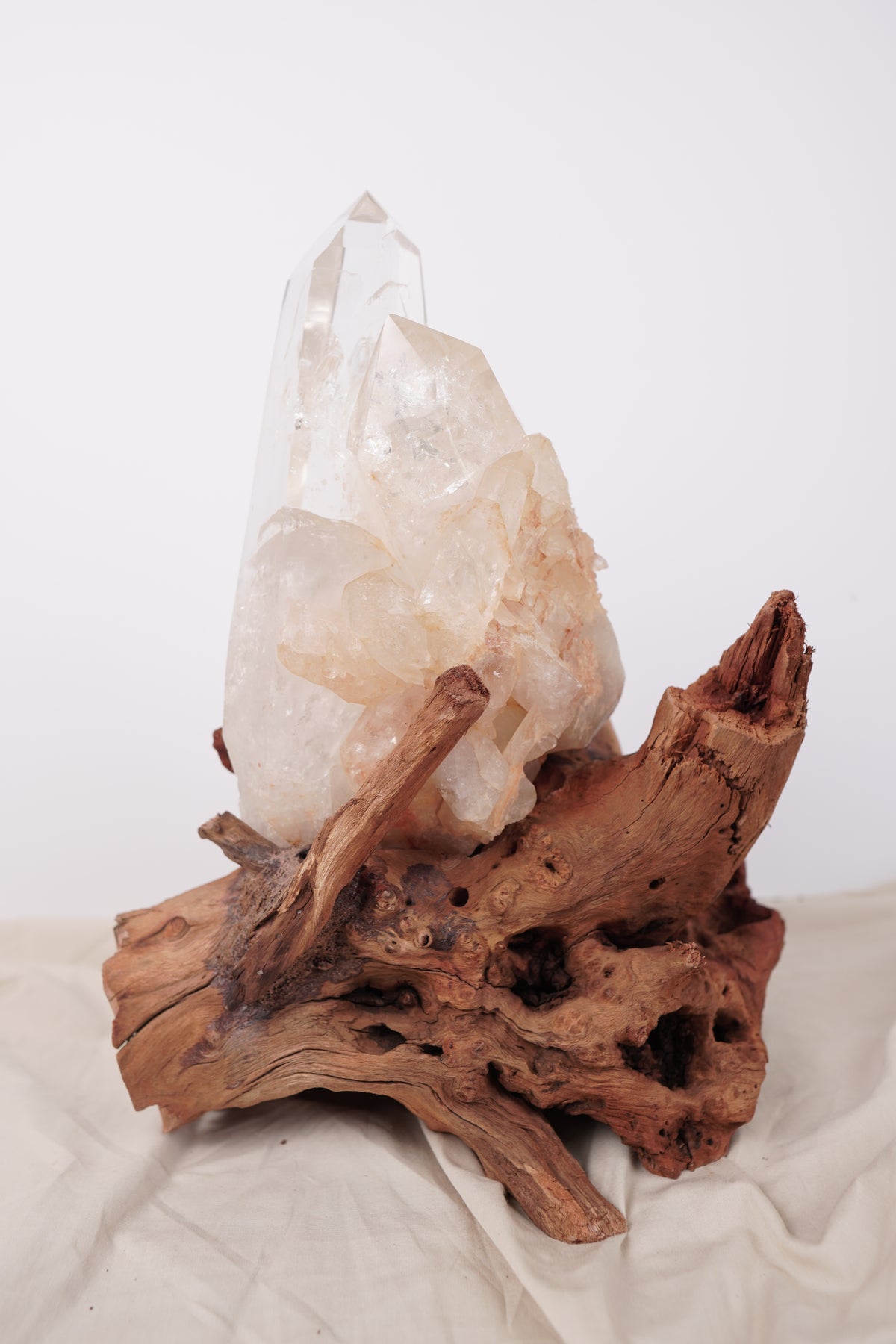 Madagascan Clear Quartz Cluster with Custom Stand