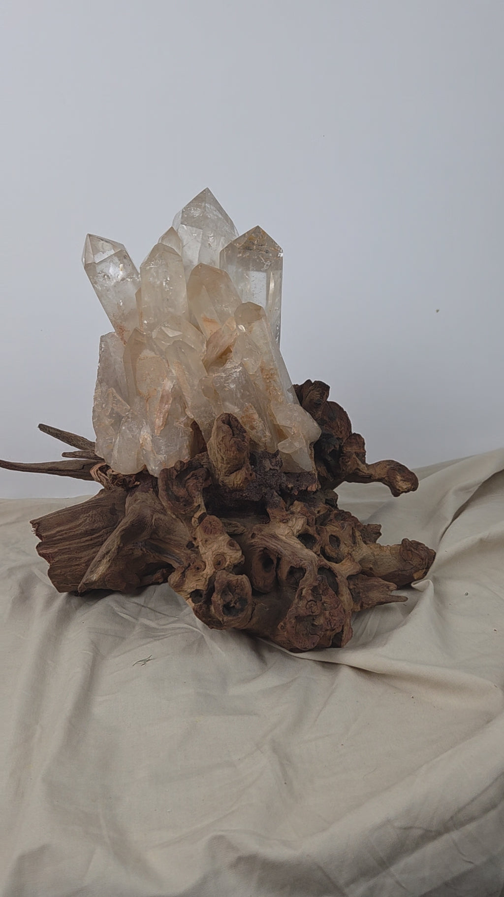 Madagascan Clear Quartz Cluster on Custom Stand
