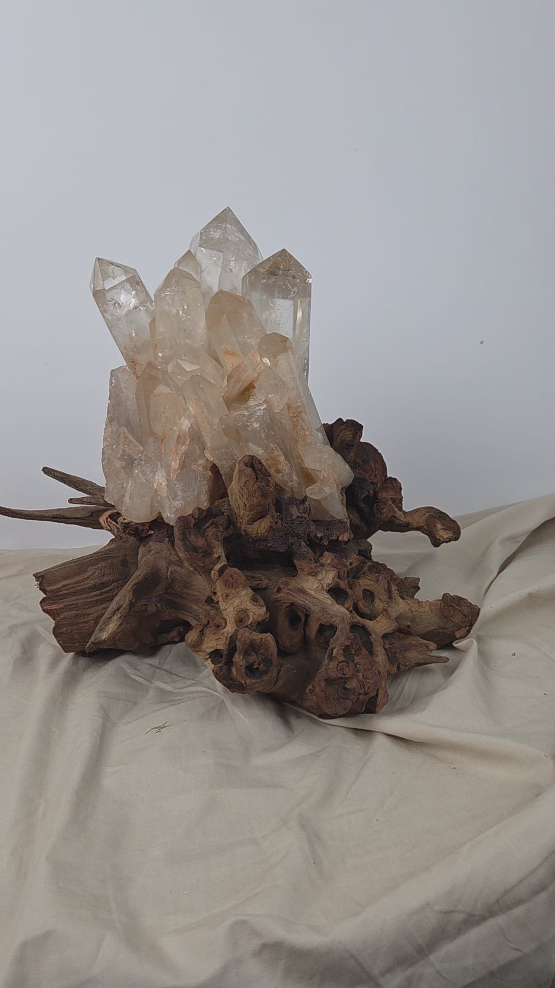 Madagascan Clear Quartz Cluster on Custom Stand