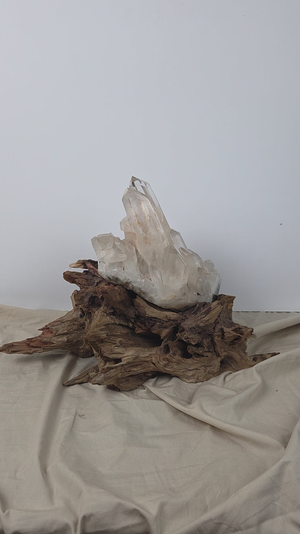 Madagascan Clear Quartz Cluster on Custom Stand
