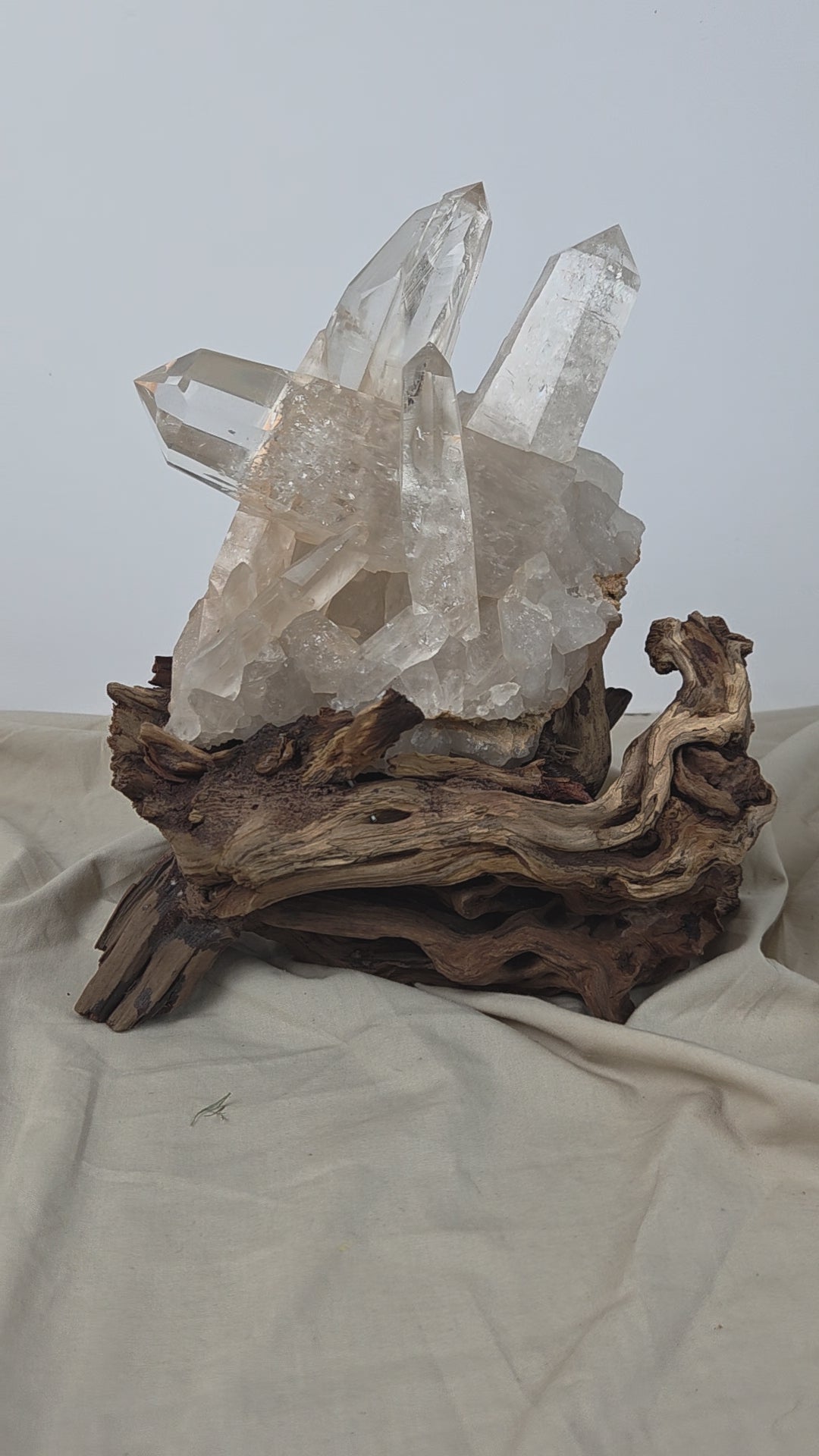 Madagascan Clear Quartz Cluster on Custom Stand